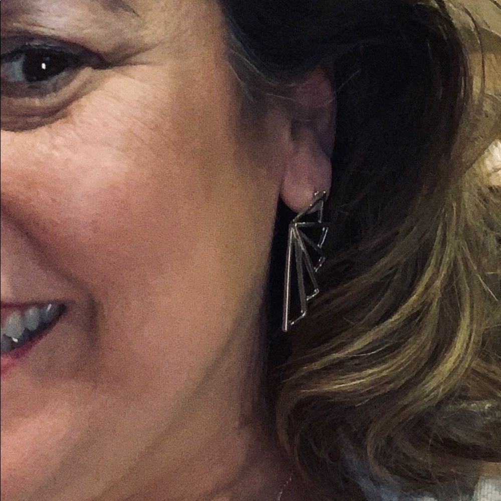 NIB Silver Tone Geometric Earrings - Picture 4 of 4
